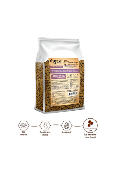 My Cat MyCat Original Az Tahıllı Somon Balıklı Diyet & Kısır Kedi Maması 1kg