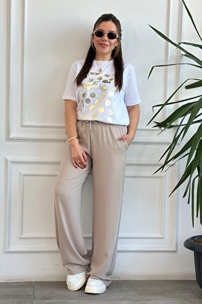 Yağmur Butik Front Gilded Polka Dot T-Shirt