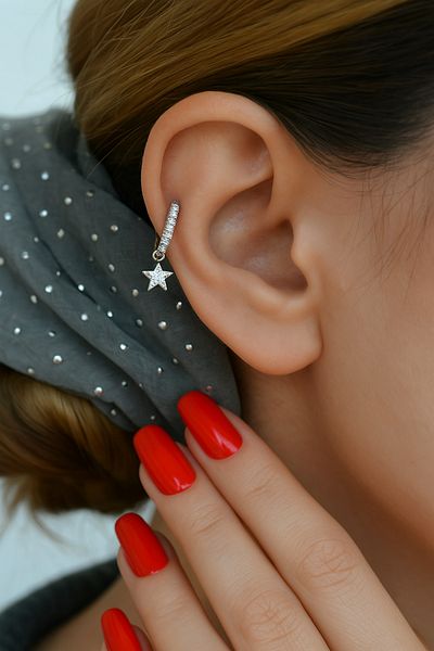 Sacce Scarves&Accessories 8 mm Star Charm Ring Piercing – Gold & Silver |   Helix, Cartilage, Lobe Compatible
