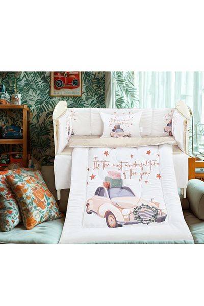 smart home Baby Bed Sheet Set, Bumper Sheet Set of 5 with Natural Cotton Filling