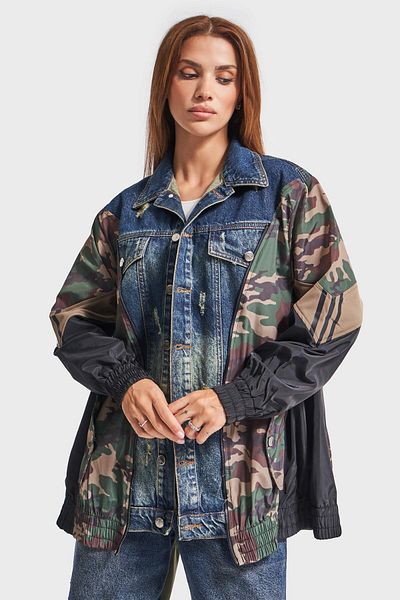 its basic Colorful Camouflage Denim Women's Coat - Design