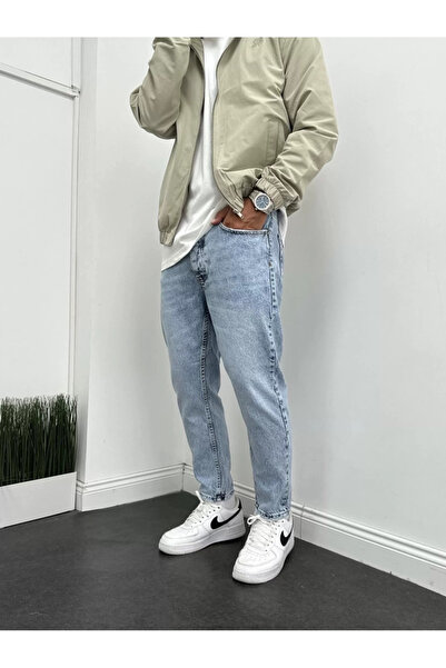 Oliggopol Чоловічі блакитні джинси-бойфренди, зручний крій, джинсові штани