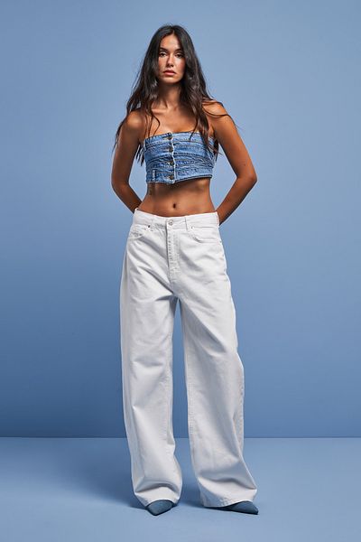 its basic White Super Baggy Denim - Women's Loose Cut