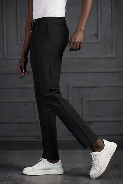 PERPANT Παντελόνι Jogger Slimfit με ελαστική μέση και ύφασμα Lycra Seersucker