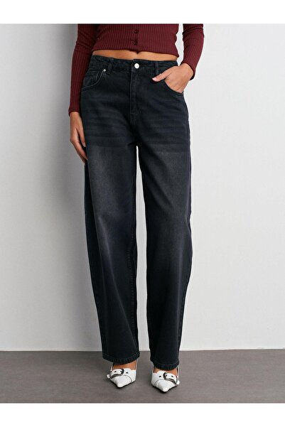 Dilvin Pantaloni balon cu centură pe spate 71732 - negru