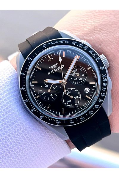 FERRO Silicone Cord 5 Atm Water Resistant Functions Active Sports Youth Special Men's Watch 1140.m1