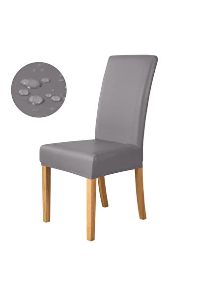 Choice غطاء كرسي من قطعة واحدة A5 رمادي، غطاء كرسي من الجلد الصناعي مقاوم للماء والزيت، غطاء كرسي طعام قابل للتمدد