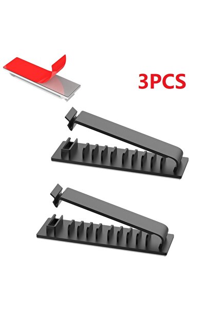 Choice Black 10 Slots 3 PCS 5/8/10 Slots Self-Adhesive Cable Organizer Clips Wire Holder for Office TV PC E