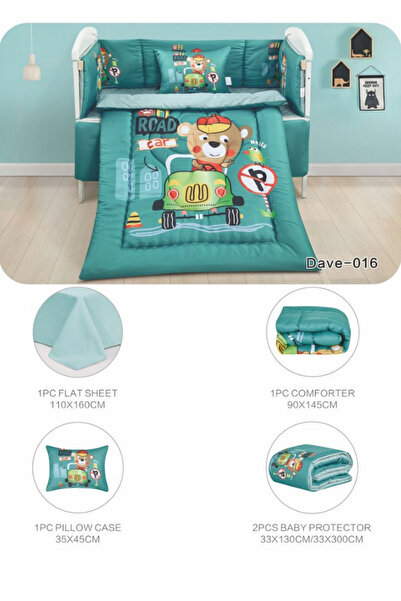 smart home طقم مفارش سرير أطفال ، مفرش حواجز طقم مكون من 5 قطع  بحشوة من القط...