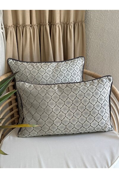 Decamor home Platin Gri Biye Detaylı Salon Kırlent Kılıfı 1 ADET
