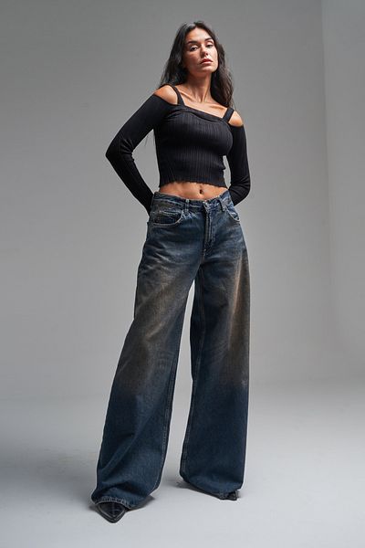 its basic Blugi T de damă Culoare Palazzo Fit Denim cu croiala liberă