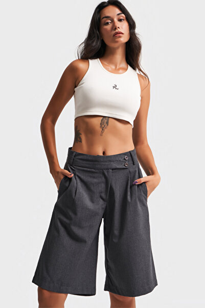 its basic Anthracite Midi Palazzo Shorts - Women's, Belt Detailed