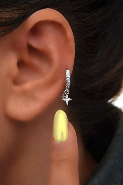 Sacce Scarves&Accessories 8 mm North Star Charm Ring Piercing – Gold & Silver |   Helix, Cartilage, Lobe Compatible