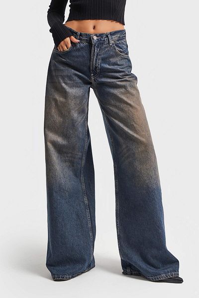 its basic Blugi T de damă Culoare Palazzo Fit Denim cu croiala liberă