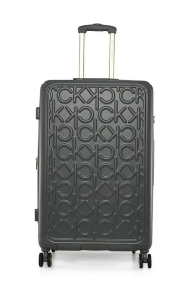 Calvin Klein Big Monogram Hardside Trolley Bag with 4 Spinner Wheels, ABS+PC Case Luggage with TSA Lock