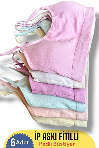 Katmirra Σουτιέν προπόνησης για κορίτσια με ραβδώσεις παστέλ χρώματος 6 τεμαχίων