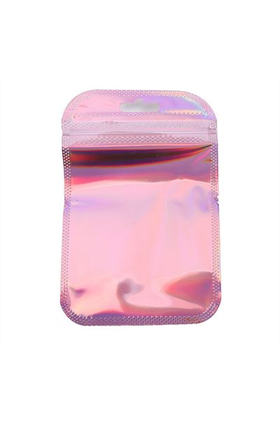 Choice 50pcs Pink 8.5x13cm 50pcs Iridescent Ziplock Bag Transparent Laser Thicken Plastic Seal Bags For Jew