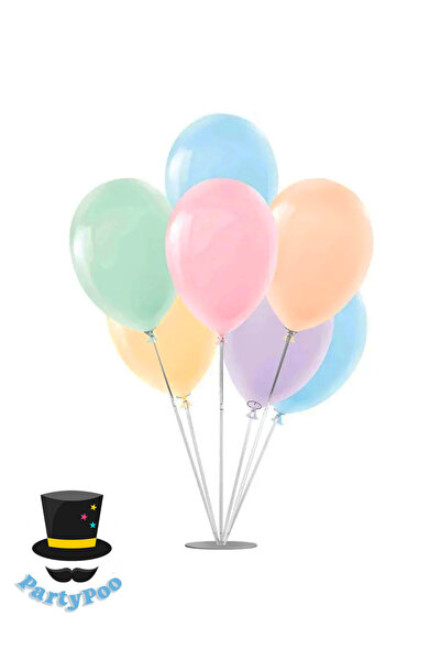 PartyPoo طقم بالونات معكرونة مكون من قطعتين مع حامل، طقم بالونات عيد ميلاد مك...