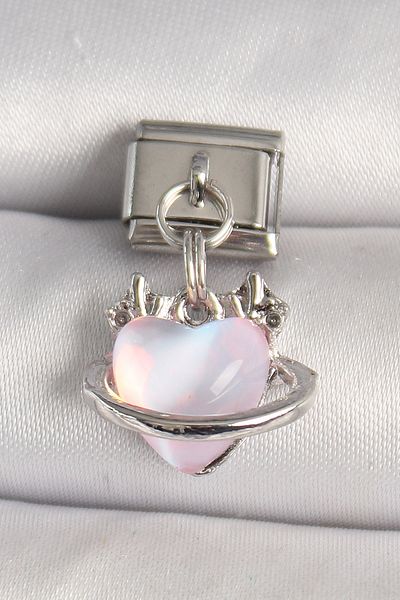 Skygo Silver Color 316L Steel Enamel Heart Model Charm Nomination - Tj-Bc1317