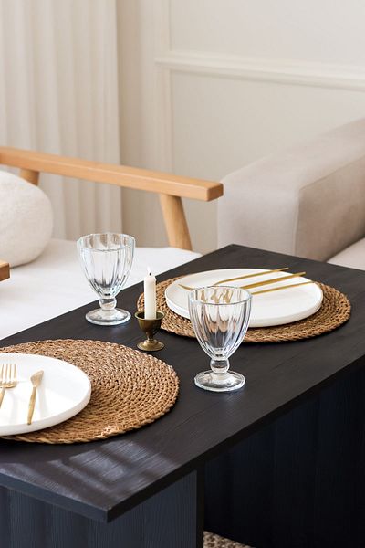 HB LİFE Natural Wicker Knitted Placemat Handmade Round American Service Set of 6