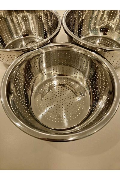 tash home Steel Strainer Set - 3 Pieces Rice Bulgur Pasta Etc. Multi-Purpose Kitchen
