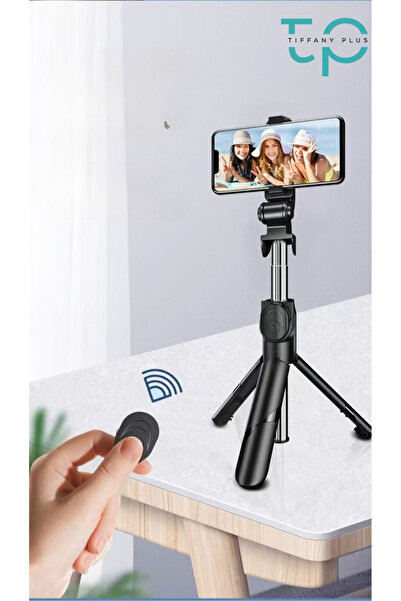 Tiffany Selfie Çubuğu Tripod Siyah Kumandalı Bluetoothlu TP-1019