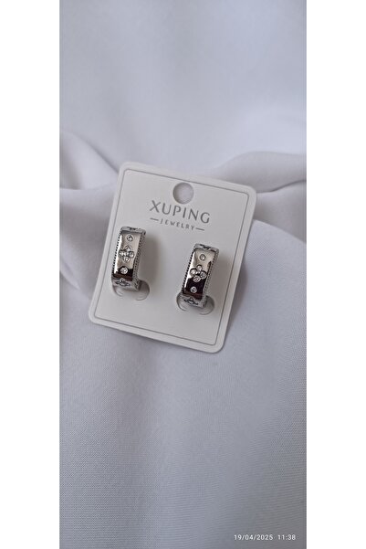 ARİ TAKI Square Stone Steel Earrings Silver