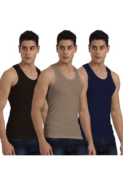 OSCAR JEANS Platinum Collection 100% Cotton Men's Vest Tank Top Undershirt Sleeveless 3 Pack