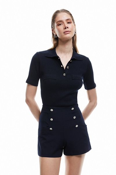 Koton X Sima Tarkan - Buttoned Short Sleeve Polo Collar Knitwear Sweater 5Sak90122Ht