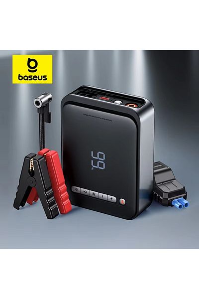Baseus Super Energy 2-in-1 Jump Starter 1000a With Tire Inflator, 8000mah Power Bank And Led Light