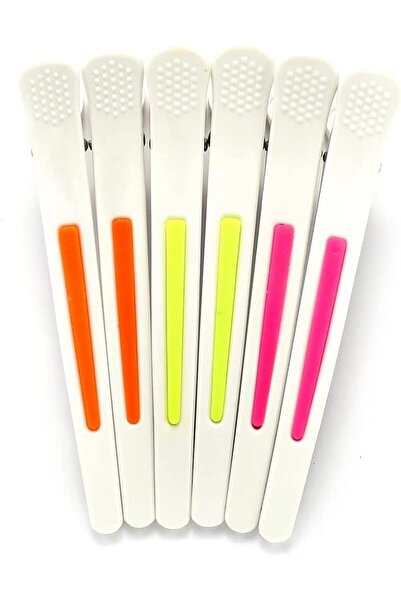 LA PERLA TECH مجموعة من 6 مشابك شعر بلاستيكية على شكل منقار البط لتقسيم الشعر...