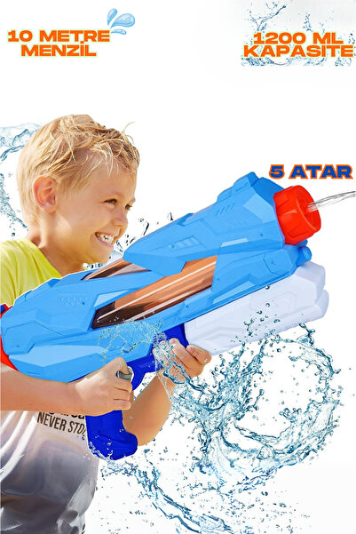 TUENGİ STORE Havuz Oyuncağı Jumbo Boy Uzun Menzil 5 Atar Pompalı Su Tabancası...