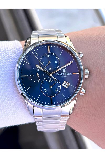 Daniel Klein Steel Band Navy Blue Dial Internal Functions Active 3 Atm Men's Wristwatch EDK.1.10678-2