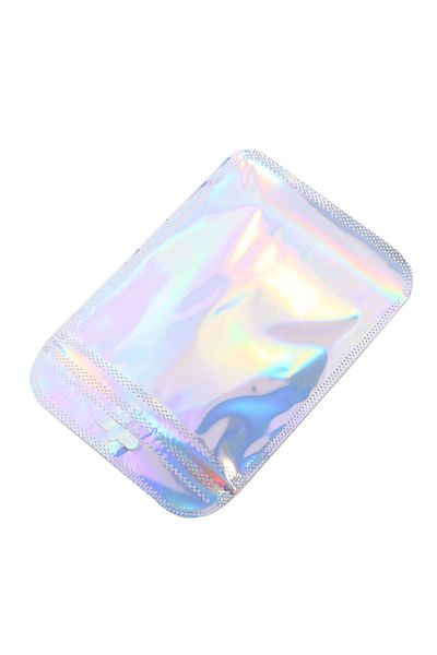Choice 50pcs Silver 10.5x15cm 50pcs Iridescent Ziplock Bag Transparent Laser Thicken Plastic Seal Bags for