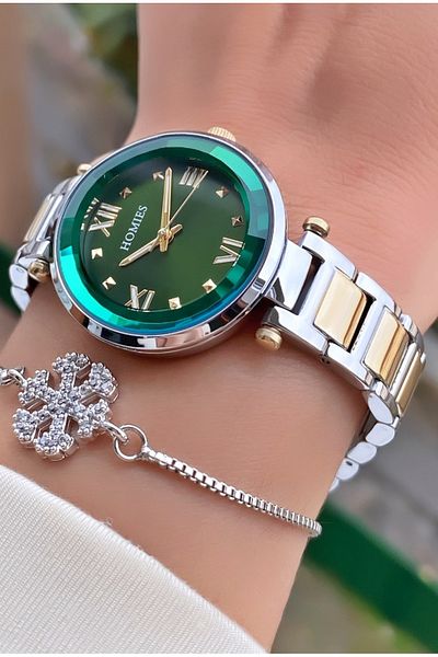 Homies Brand Double Color Waterproof Women's Wristwatch - With Bracelet Gift