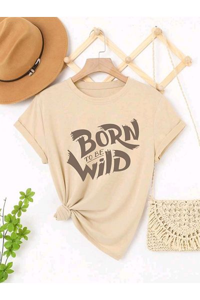 FAVORİST BORN TO BE εμπριμέ UNISEX SUMMER Βαμβακερό κοντομάνικο μπλουζάκι