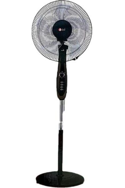 DLC مروحة قائمة | ثلاث شفرات، تشغيل صامت، زاوية اهتزاز واسعة، ارتفاع قابل للتعديل (أسود)