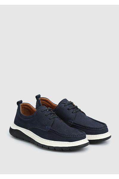 Provoq Navy Blue Leather Men's Shoes