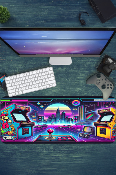 urzuva 90s Retro Oyunlar Gaming Oyuncu Xl Mouse Pad Kaydırmaz Dikişli Mousepad 80x30 Cm