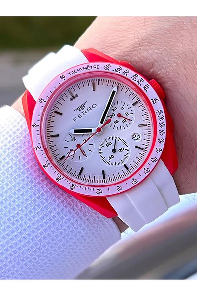 FERRO Silicone Cord 5 Atm Water Resistant Functions Active Sports Youth Special Men's Watch 1140.m5