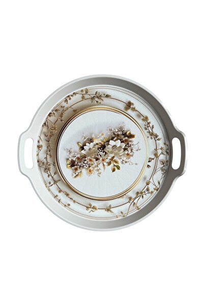 EZMK EV GEREÇLERİ Tea and Coffee Presentation Tray, White Color, 1 Piece, 32X32 cm