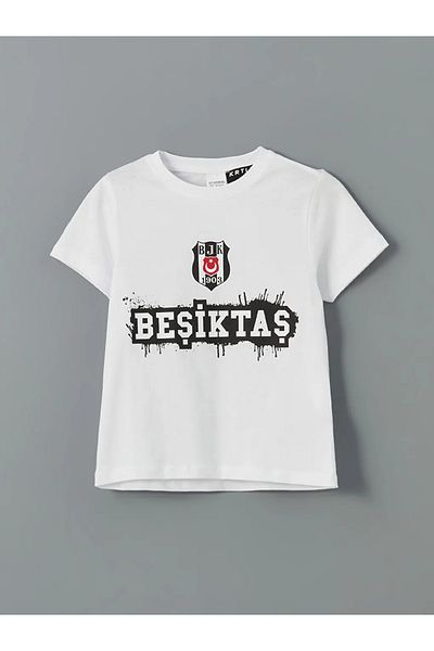 LC Waikiki Комплект пижама с къси панталони с щампа Бешикташ за момче LCW Kids в бяло