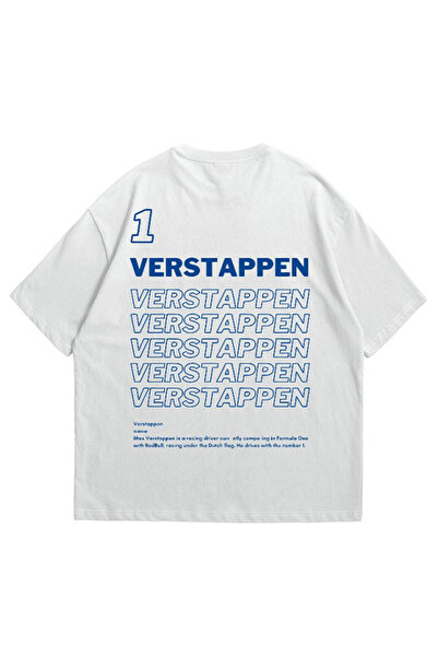 Stadium Beyaz Kadın Erkek F1 Legend Max Verstappen Oversize Bisiklet Yaka Kıs...