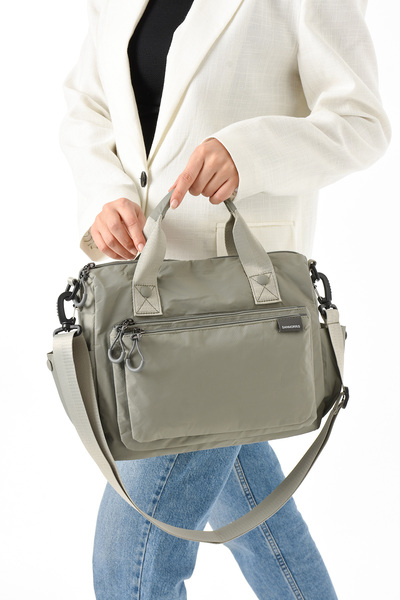 millamoda Women's Crinkle Fabric Adjustable Cross Strap Hand and Shoulder Bag
