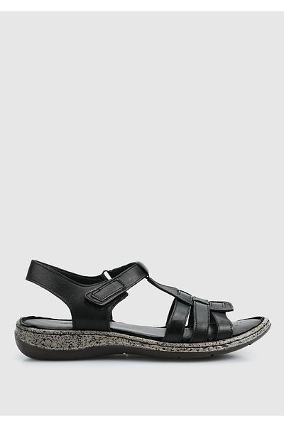 Eclipse Black Leather Women's Comfort Sandals