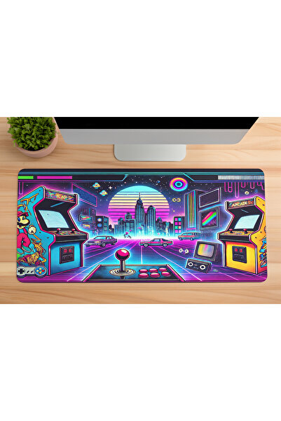 urzuva 90s Retro Oyunlar Gaming Oyuncu Xl Mouse Pad Kaydırmaz Dikişli Mousepad 80x30 Cm