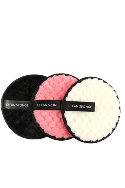 Cecilia 3 قطع من وسادات الألياف سهلة التنظيف من القطن لإزالة المكياج بطبقتين للوجه