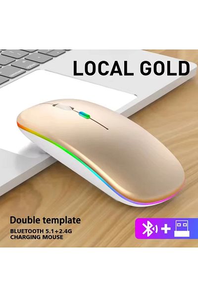 congdi Dual Mode-gold Led Wireless Mouse Usb Rechargeable Bluetooth-compatible Rgb Mouse Silent Ergonomic M