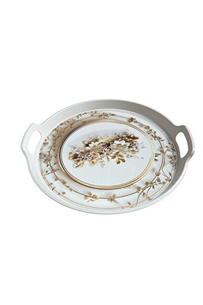 EZMK EV GEREÇLERİ Tea and Coffee Presentation Tray, White Color, 1 Piece, 32X32 cm