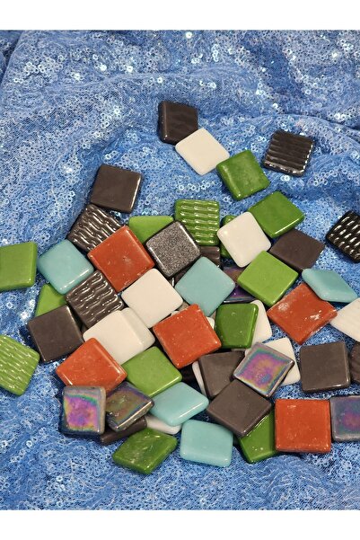 Atölye Öğretmenim Karışık Renk Desen Sanatsal Cam Mozaik Taşı Tezgah Arası Mo...